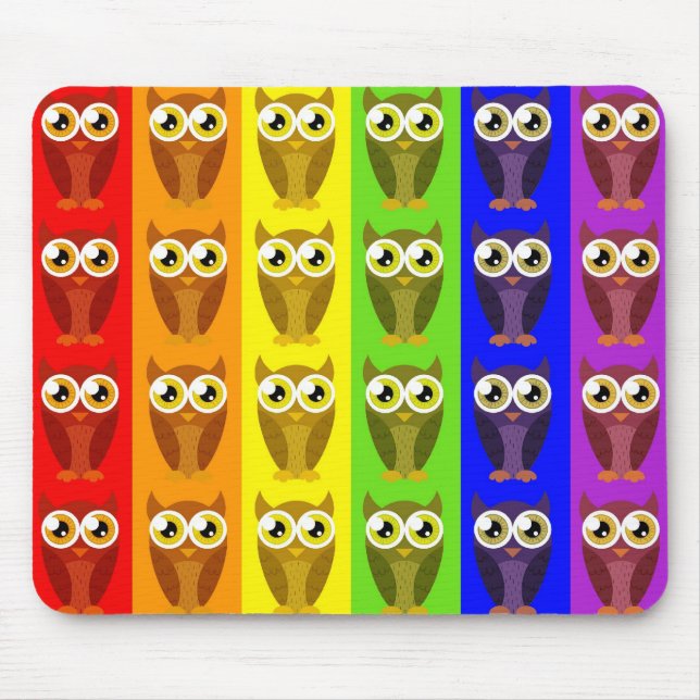 Rainbow Owls Mousepad (Front)