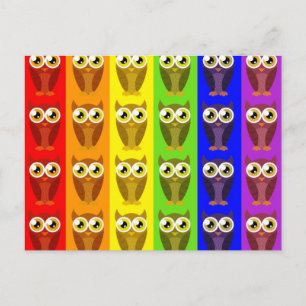 Rainbow Owls Postcard