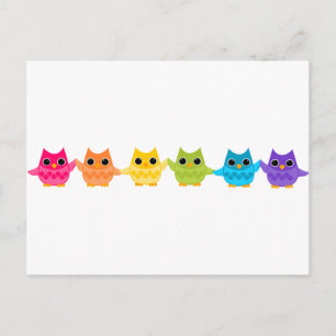 Rainbow Owls Postcard