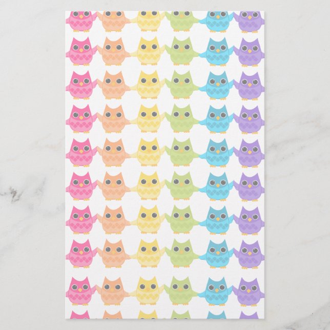 Rainbow Owls Stationery (Front)