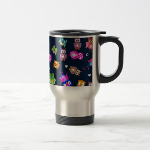 Rainbow owls travel mug