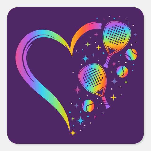 Rainbow Padel Square Sticker (Front)