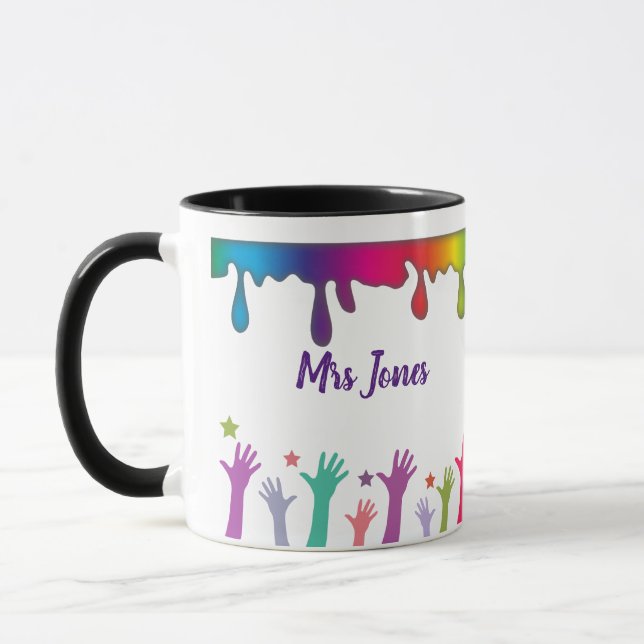 Rainbow paint art teacher "Best teacher ever Mug (Left)