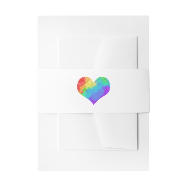 Rainbow Paint Heart Lesbian Gay Wedding Invitation Belly Band (Front Example)