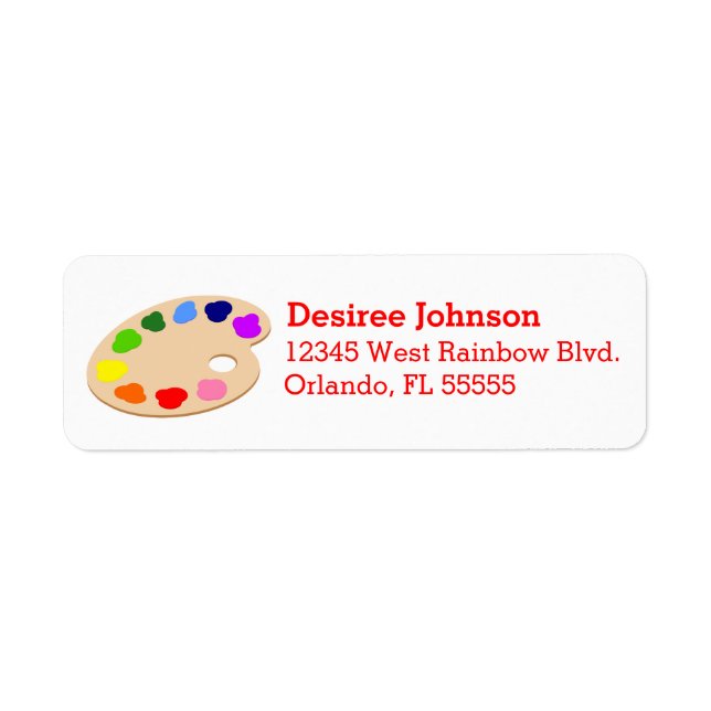 Rainbow Paint Palette Art Address Labels (Front)