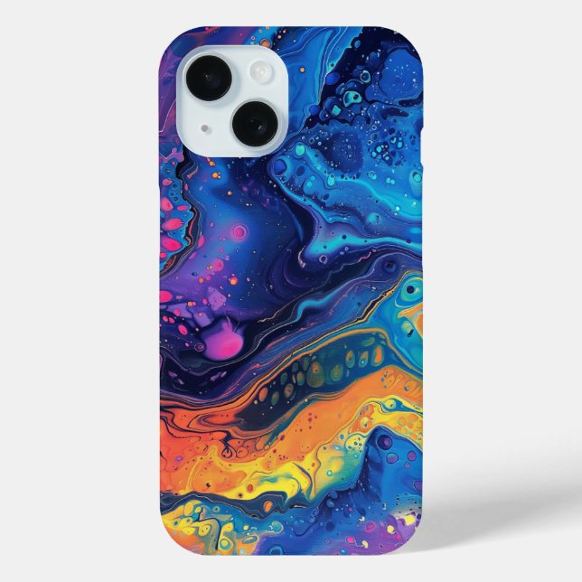 Rainbow Paint Pour Abstract Liquid Cute Aesthetic Case-Mate iPhone Case (Back)