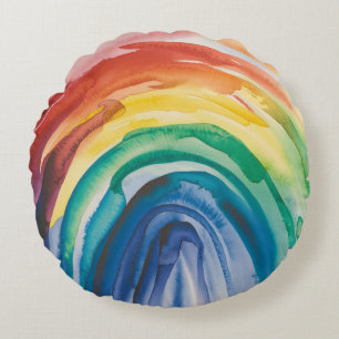 Rainbow Paint Round Cushion