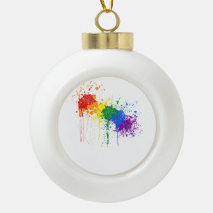 Rainbow Paint Splash Flag LGBT Pride Month T-Shirt Ceramic Ball Christmas Ornament