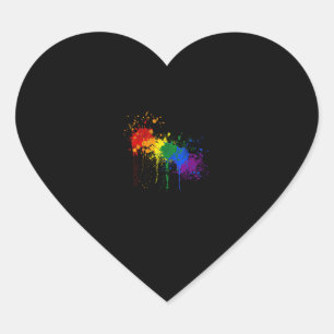 Rainbow Paint Splash Flag LGBT Pride Month T-Shirt Heart Sticker