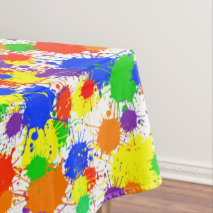 Rainbow Paint Splash Party Tablecloth