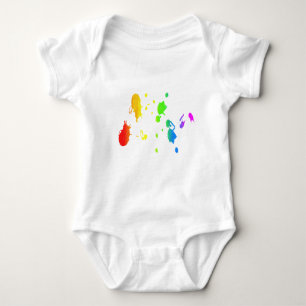 Rainbow paint-splatter baby bodysuit