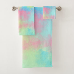 Rainbow  Paint Splatter  Bath Towel Set