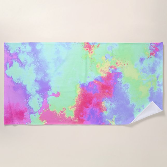 Rainbow Paint Splatter  Beach Towel (Front)