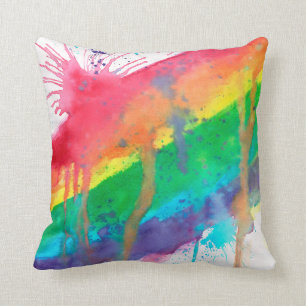 Rainbow Paint Splatter Cushion