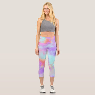 Rainbow Paint Splatter effect Capri Leggings