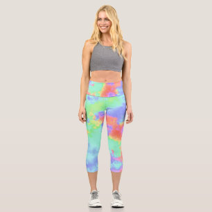 Rainbow Paint Splatter effect Capri Leggings