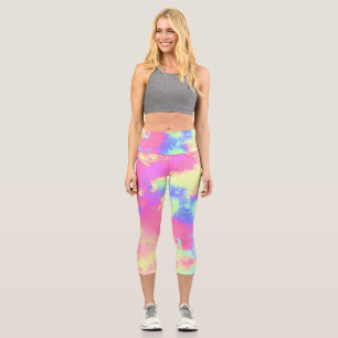 Rainbow Paint Splatter effect Capri Leggings