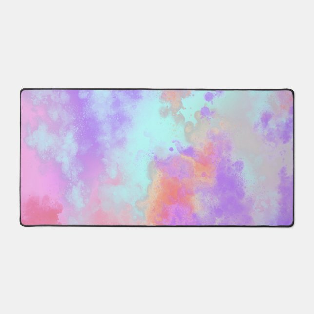 Rainbow Paint Splatter effect  Desk Mat (Front)