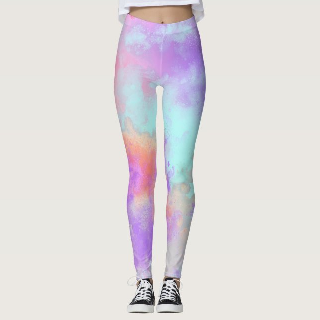 Rainbow Paint Splatter effect Leggings (Front)