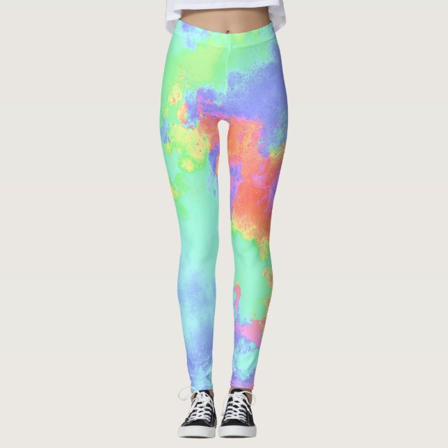 Rainbow Paint Splatter effect Leggings (Front)