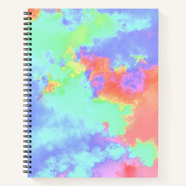 Rainbow Paint Splatter effect Orange Blue Green  Notebook (Front)