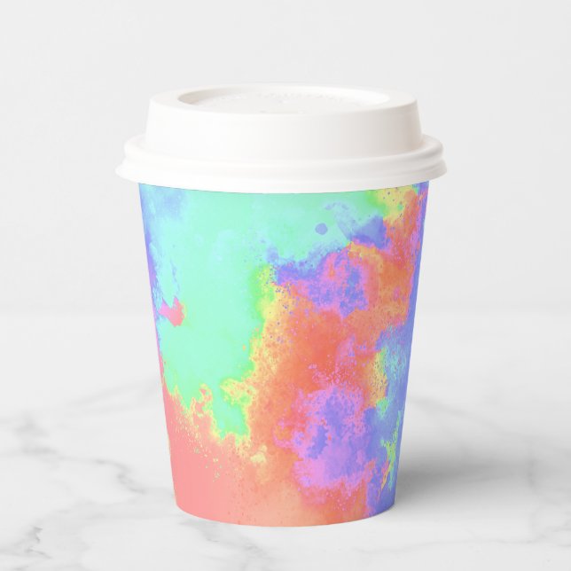 Rainbow Paint Splatter effect  Paper Cups (Left)
