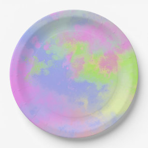 Rainbow Paint Splatter effect Paper Plate