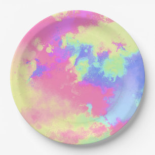 Rainbow Paint Splatter effect Paper Plate