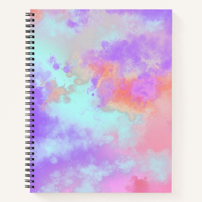 Rainbow Paint Splatter effect pink purple blue  Notebook (Front)