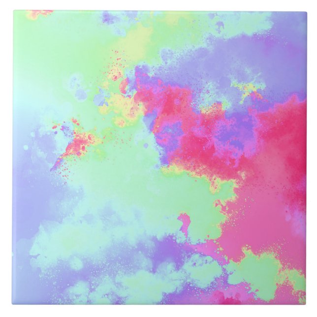 Rainbow Paint Splatter Effect Tile (Front)