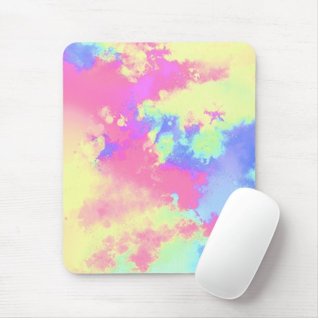 Rainbow Paint Splatter effect yellow green  Mouse Mat (With Mouse)