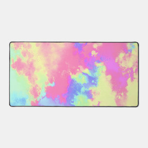 Rainbow Paint Splatter effect yellow pink Desk Mat