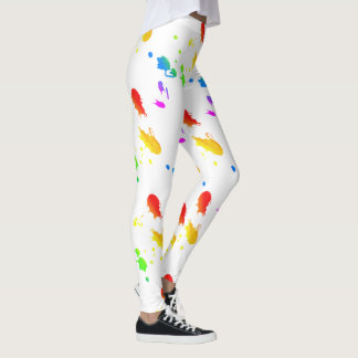 Rainbow paint-splatter  leggings
