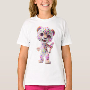 Rainbow Paint Splatter Leopard Cub Kids T-Shirt