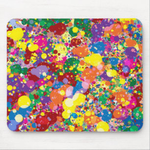 Rainbow Paint Splatter Mouse Mat