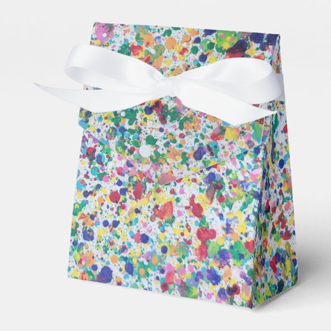 Rainbow Paint Splatters Favour Box (Front Side)