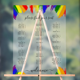 Rainbow Paint Strokes LGBT Wedding Seating Chart