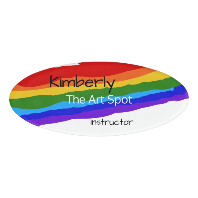 Rainbow Paint Strokes Personalised Name Tag (Front)