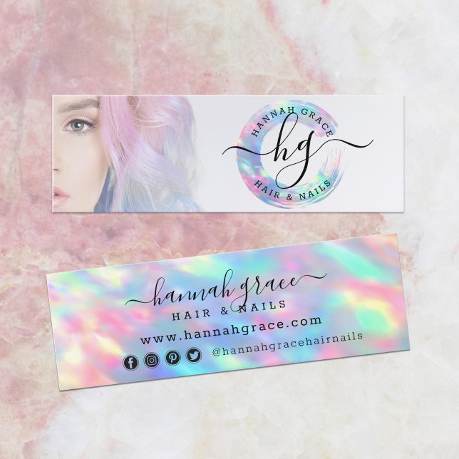 Rainbow Paint Swash Logo With Your Custom Photo Mini Business Card (Creator Uploaded)