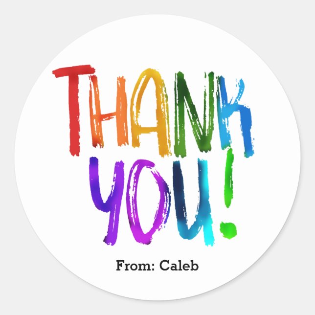 Rainbow Paint Thank You Birthday Party Favour Classic Round Sticker (Front)