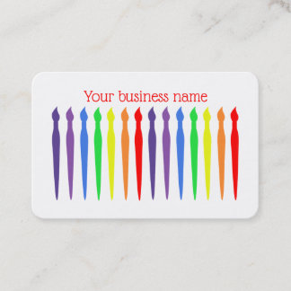 Rainbow paintbrushes for an artist or designer business card