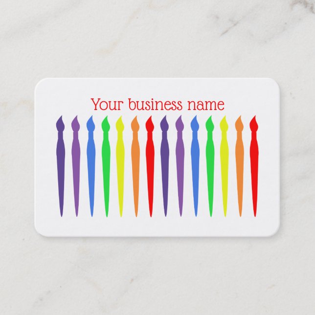 Rainbow paintbrushes for an artist or designer business card (Front)