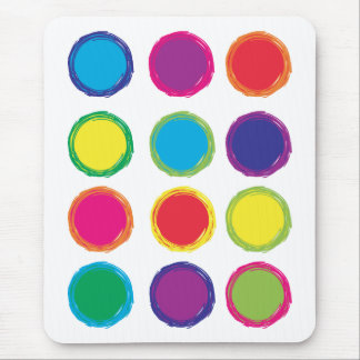 Rainbow Painted Circle Blue Pink Yellow Orange Mouse Mat