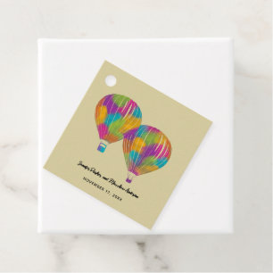 Rainbow Painted Hot Air Balloons Custom Wedding Favour Tags