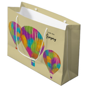 Rainbow Painted Hot Air Balloons Personalised Large Gift Bag