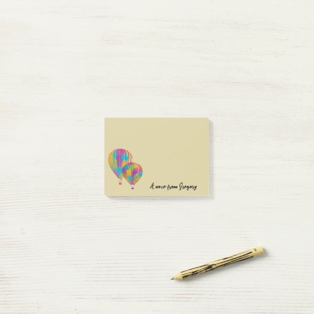 Rainbow Painted Hot Air Balloons Personalised Post-it Notes (On Desk)
