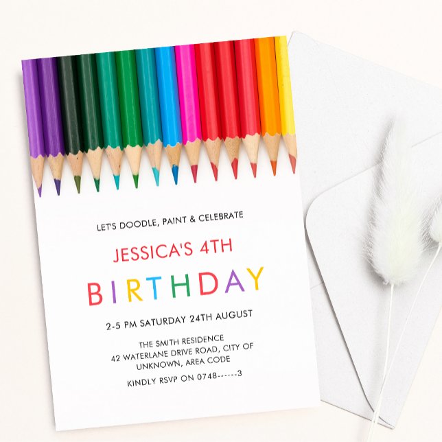 Rainbow Painting and Art Party kids Birthday Invitation (Creator Uploaded)
