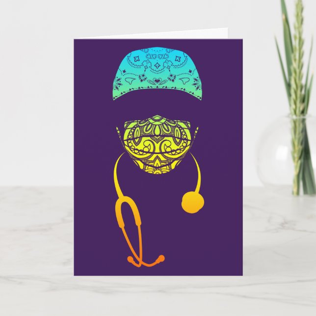 rainbow paisley med mask card (Front)