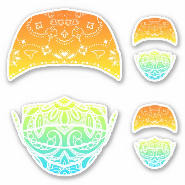rainbow paisley med mask sticker (Front)