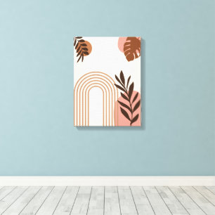 Rainbow Palm Leaf Sun, Boho Abstract Geometric Art Canvas Print